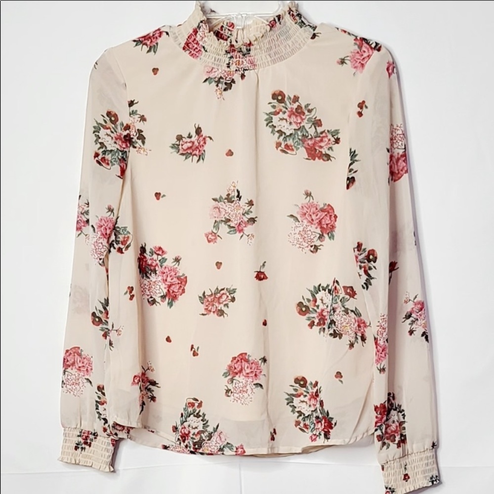Anthropologie Midnight Sky floral print blouse SM